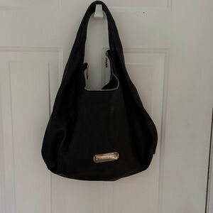 Furla Black Leather Handbag with Silver Accent